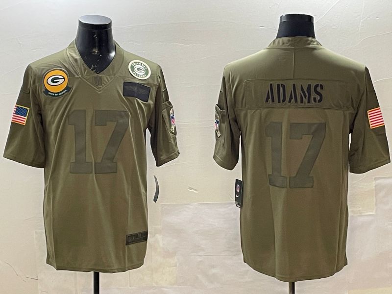 Men Green Bay Packers 17 Adams Green 2025 Nike Salute to Service Limited NFL Jersey style 2